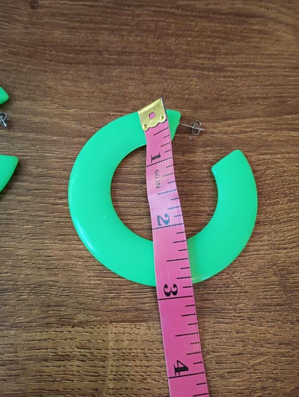 neon green earrings big chunky acrylic round dangle drop hoops fashion jewelry - Picture 4 of 6